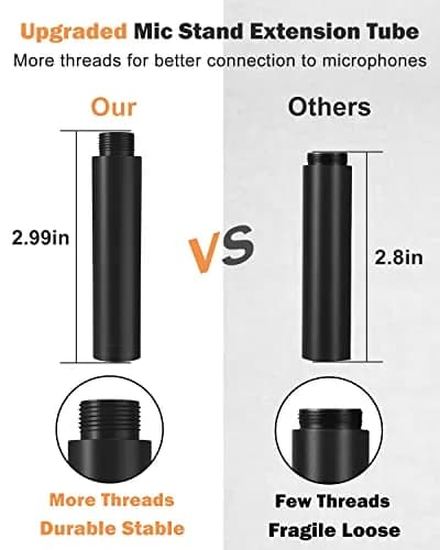 Boseen Microphone Stand Extension Tube Set with Adapters | 4 Pieces, Aluminum Alloy, Black thumbnail 4