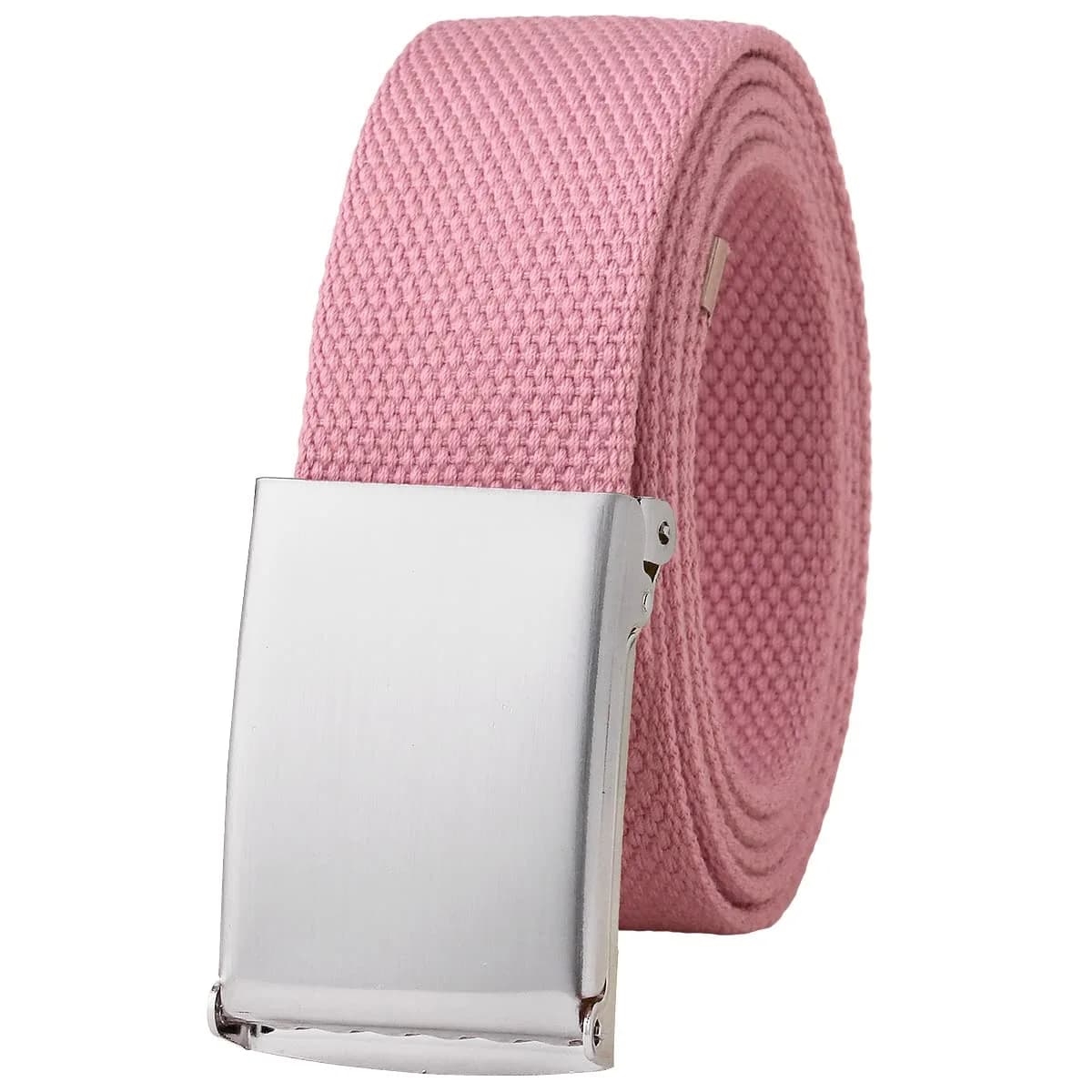 Falari Canvas Web Belt 2 Pack Black & Pink with Silver Buckle | Fully Adjustable Cut-to-Fit for Men (135cm / 53in) — Black & Pink