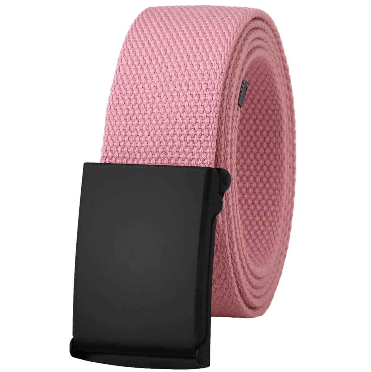Falari Canvas Web Belt 2 Pack Black & Pink with Silver Buckle | Fully Adjustable Cut-to-Fit for Men (135cm / 53in) — Pink