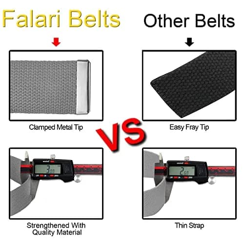 Falari Canvas Web Belt Fully Adjustable 135cm | Stylish Casual Belt with Silver Buckle thumbnail 7