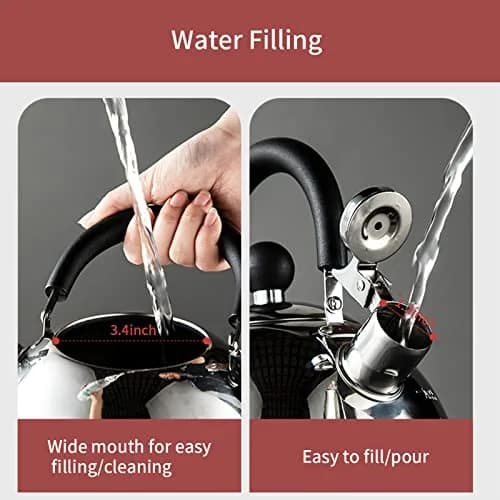 MAXCOOK 304 Stainless Steel Whistling Tea Kettle 2.1 Quart (2L) | Induction Stovetop Safe thumbnail 8