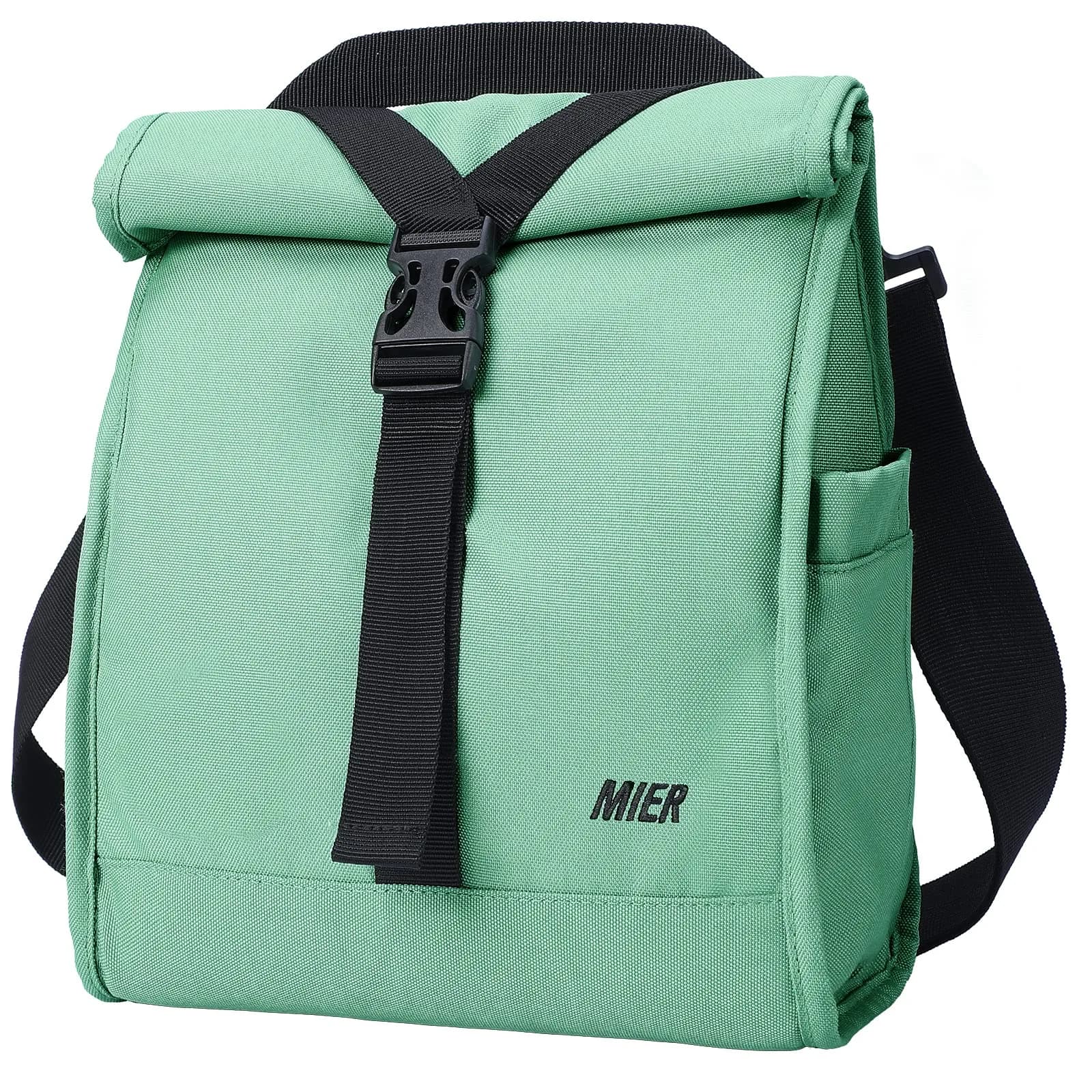 MIER Insulated Lunch Bag Roll-Top Lunchbox for Adults, Green | 9L x 6W x 15H inches (23cm x 15cm x 38cm) - main product image