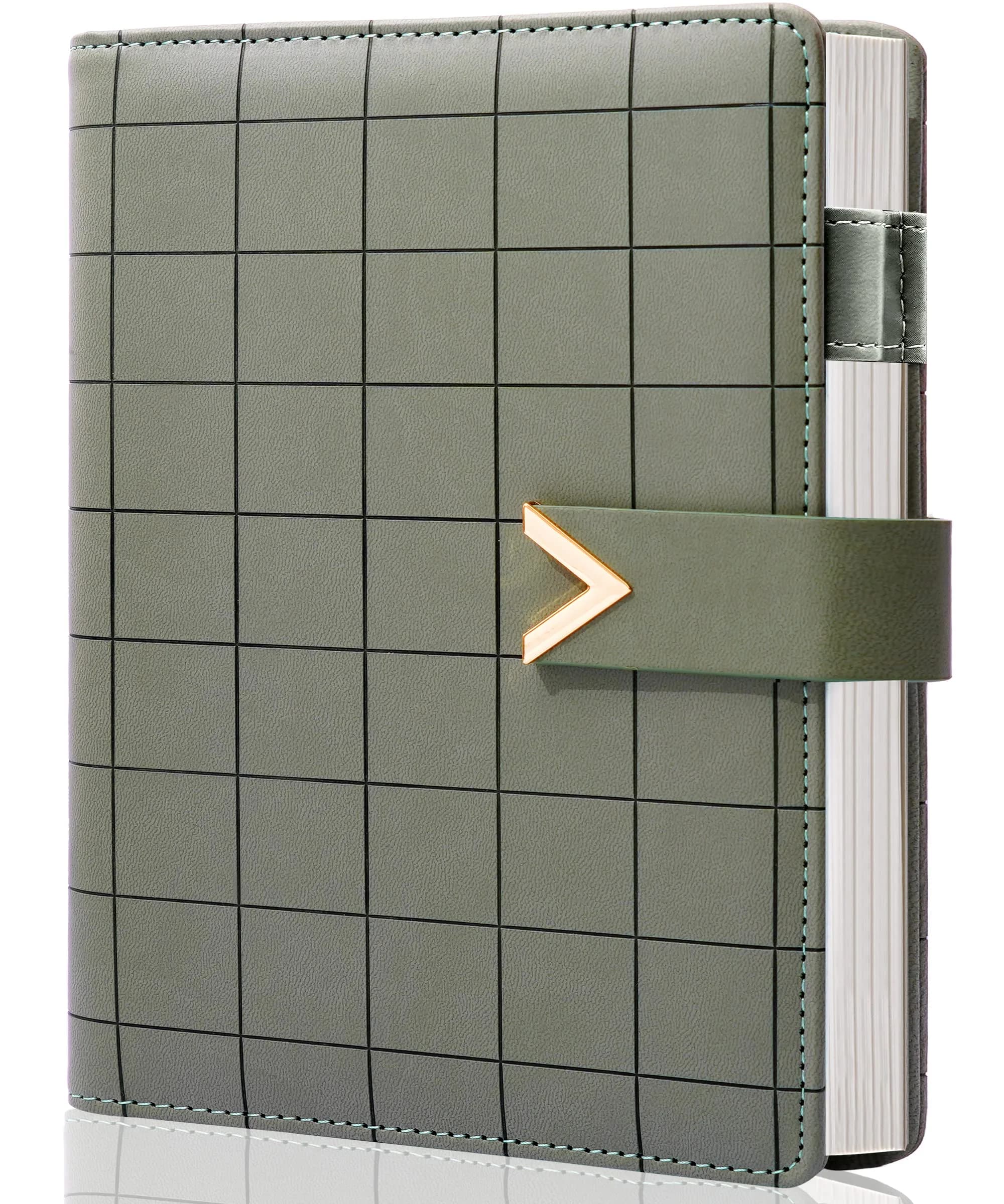 CAGIE A5 6 Ring Binder Refillable Notebook Spiral bound Leather Journal | Vintage PU Leather Cover, 80 Sheets, Refillable, 16x22cm