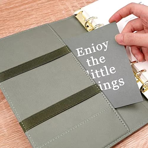 CAGIE A5 6 Ring Binder Refillable Notebook Spiral bound Leather Journal | Vintage PU Leather Cover, 80 Sheets, Refillable, 16x22cm thumbnail 5