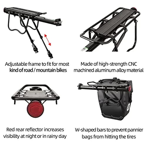 ROCKBROS Rear Bike Rack Adjustable 165 lbs Capacity | Tool-Free Quick-Release Bike Back Rack thumbnail 4
