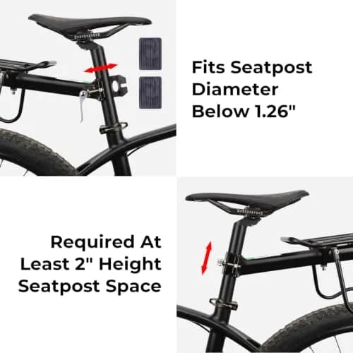 ROCKBROS Rear Bike Rack Adjustable 165 lbs Capacity | Tool-Free Quick-Release Bike Back Rack thumbnail 3