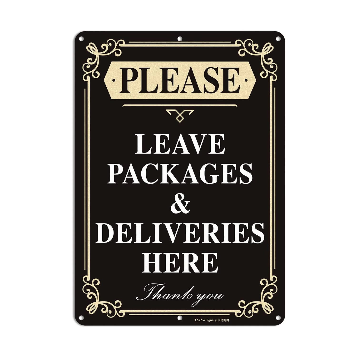 Faittoo Please Leave Packages and Deliveries Here Sign, 14 x 10 Inch Reflective Aluminum Sign, UV Protected and Weatherproof - main product image