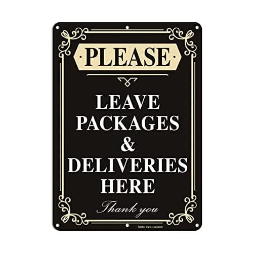 Faittoo Please Leave Packages and Deliveries Here Sign, 14 x 10 Inch Reflective Aluminum Sign, UV Protected and Weatherproof thumbnail 1