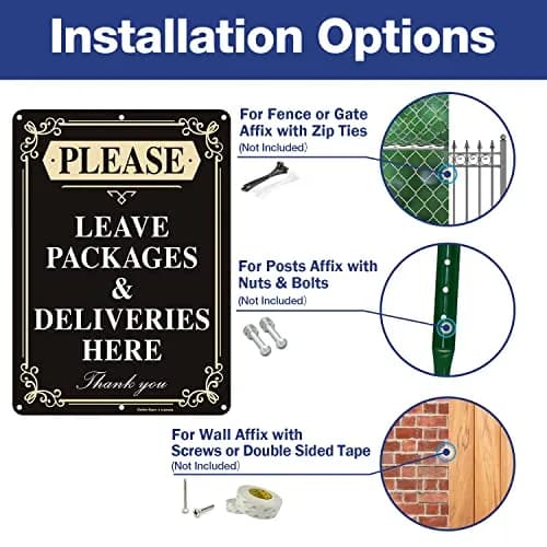 Faittoo Please Leave Packages and Deliveries Here Sign, 14 x 10 Inch Reflective Aluminum Sign, UV Protected and Weatherproof thumbnail 3
