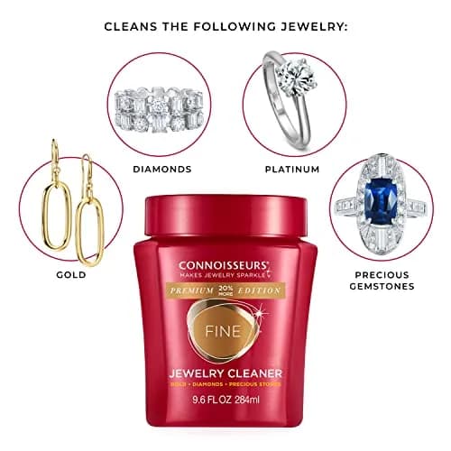 Connoisseurs Fine Jewelry Cleaner Solution 284ml (9.6 Fl Oz) | Ammonia-Free Formula for Gold, Diamonds, Platinum thumbnail 5