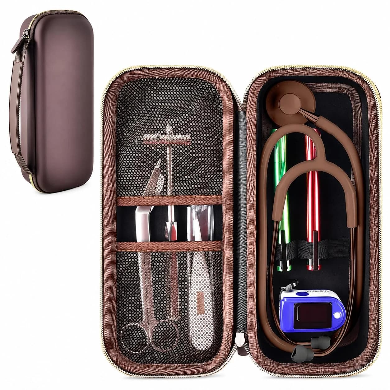 ALKOO Stethoscope Case for 3M Littmann Classic III/Cardiology IV, Brown, 27.7cm (11.02in) | Protects Your Diagnostic Tools