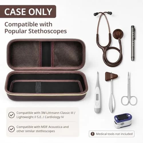 ALKOO Stethoscope Case for 3M Littmann Classic III/Cardiology IV, Brown, 27.7cm (11.02in) | Protects Your Diagnostic Tools thumbnail 2