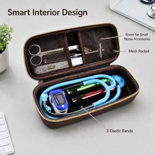 ALKOO Stethoscope Case for 3M Littmann Classic III/Cardiology IV, Brown, 27.7cm (11.02in) | Protects Your Diagnostic Tools thumbnail 3