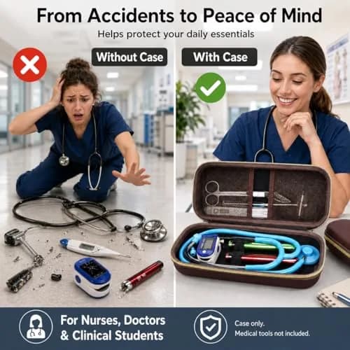 ALKOO Stethoscope Case for 3M Littmann Classic III/Cardiology IV, Brown, 27.7cm (11.02in) | Protects Your Diagnostic Tools thumbnail 4