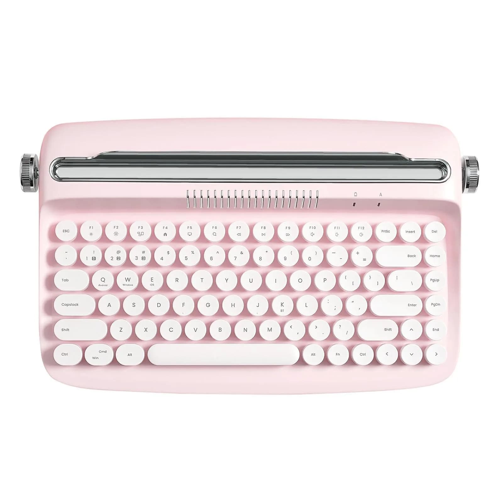 YUNZII ACTTO B303 Retro Typewriter Bluetooth Keyboard (Baby Pink) | 84-Key Compact Wireless Keyboard with Integrated Stand - main product image