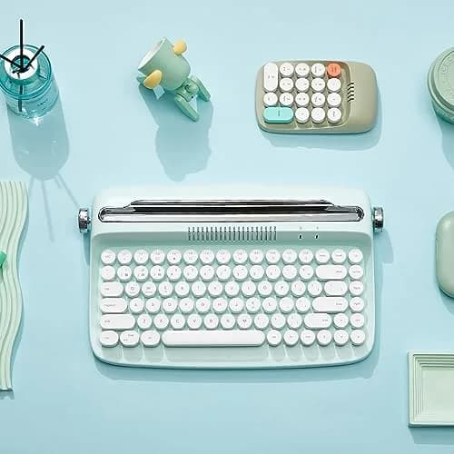 YUNZII ACTTO B303 Wireless Retro Typewriter Keyboard Sweet Mint | Bluetooth 5.0, 84-Key Compact Layout thumbnail 8