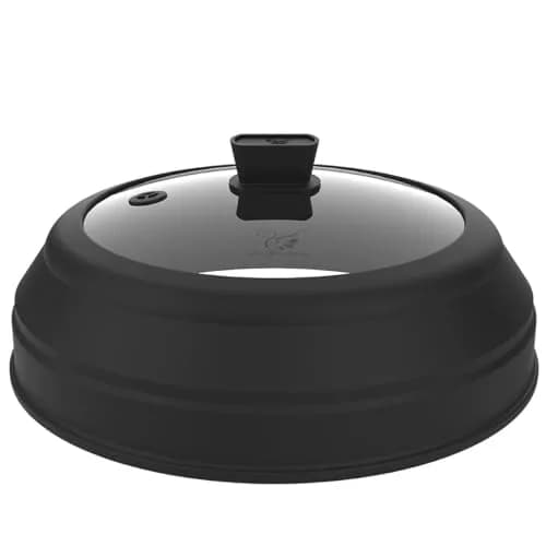 GLOU-GLOU GOOSE GGG Microwave Splatter Cover Glass Lid 8.5 inch Black | Collapsible, Tempered Food Grade thumbnail 1