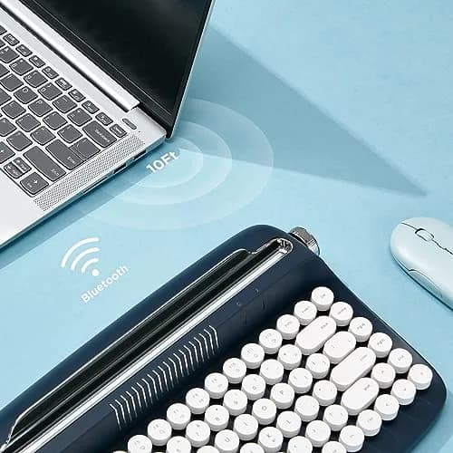 YUNZII ACTTO B303 Wireless Retro Typewriter Bluetooth Keyboard (Midnight) | Compact Vintage Design with 86 Keys thumbnail 4
