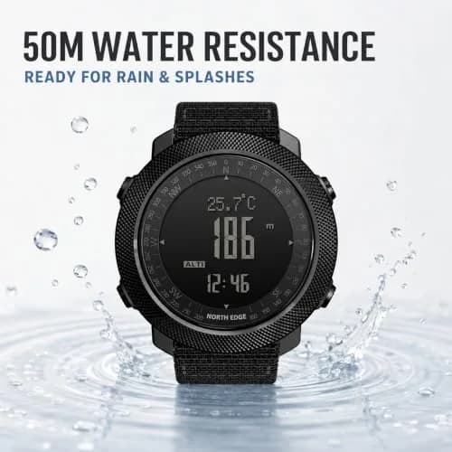 NORTH EDGE Apache Men's Survival Tactical Watch 50mm | Altimeter, Barometer, Compass, Weather Prediction thumbnail 5