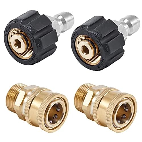 Raincovo M22 14mm to 3/8 Inch Quick Connect Fittings Set (4 Pieces) | High Pressure Brass Adapters thumbnail 1