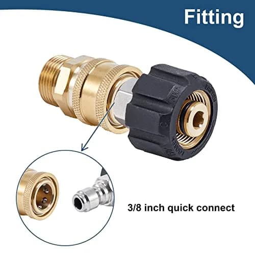 Raincovo M22 14mm to 3/8 Inch Quick Connect Fittings Set (4 Pieces) | High Pressure Brass Adapters thumbnail 2