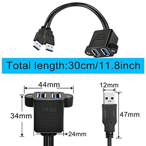 GINTOOYUN Dual USB 3.0 Cable with Panel Mount Screw Hole, 0.3m | High-Speed Data & Durable Design for Family & Office thumbnail 6