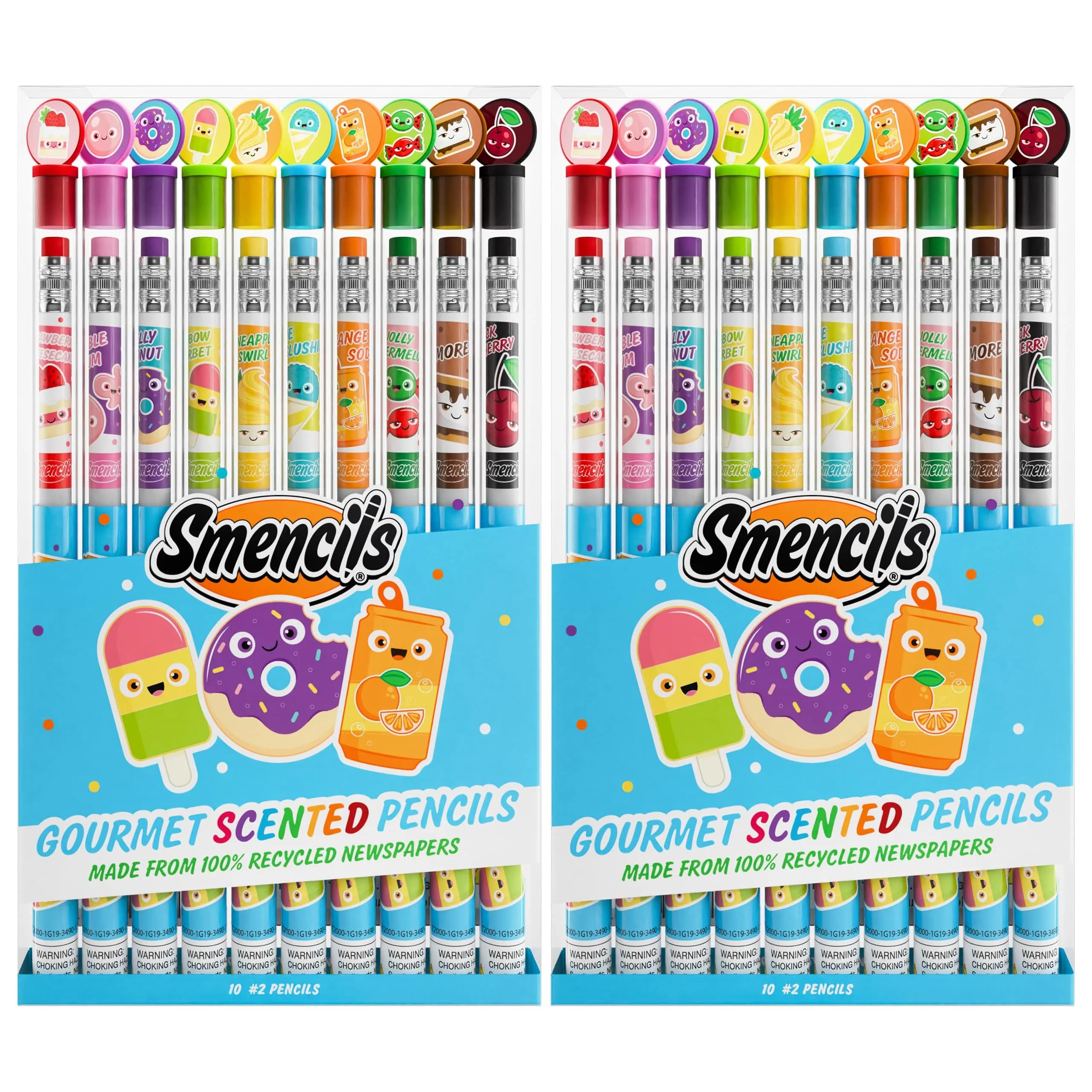 Scentco Graphite Smencils (2 Pack) HB #2 Scented Pencils, 20 Count | Recycled Newspaper & Long-Lasting Scents