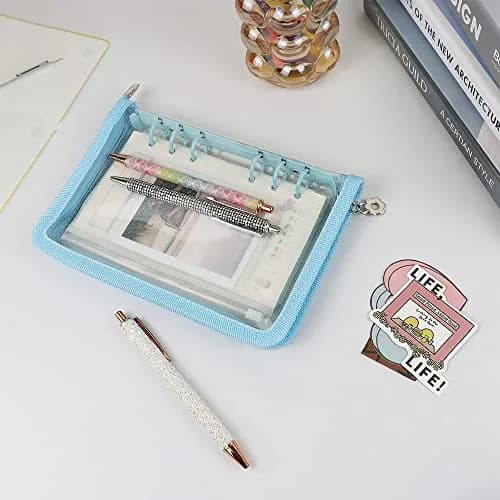 Mogoostry A6 Binder Cover Refillable 6 Ring Notebook Blue | Portable Personal Organizer thumbnail 7