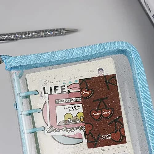 Mogoostry A6 Binder Cover Refillable 6 Ring Notebook Blue | Portable Personal Organizer thumbnail 3