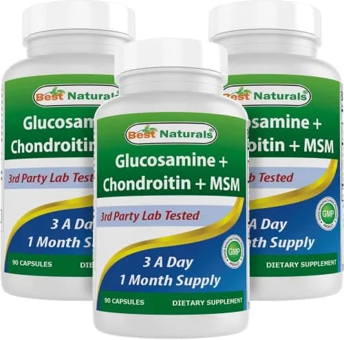 Best Naturals Glucosamine Chondroitin MSM Supplements 2600 mg | Unflavored, 90 Capsules (Pack of 3) thumbnail 1