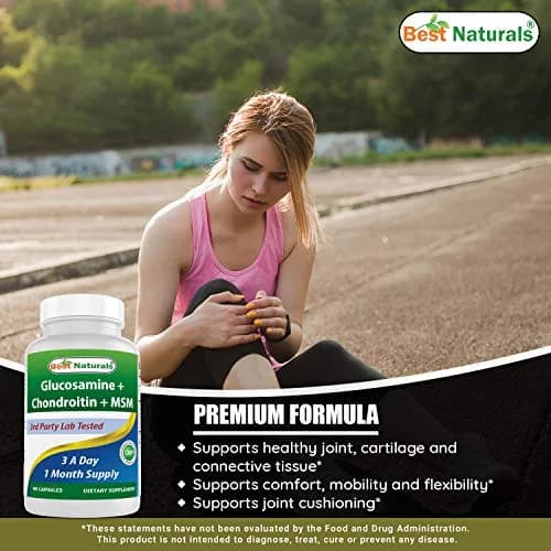 Best Naturals Glucosamine Chondroitin MSM Supplements 2600 mg | Unflavored, 90 Capsules (Pack of 3) thumbnail 4