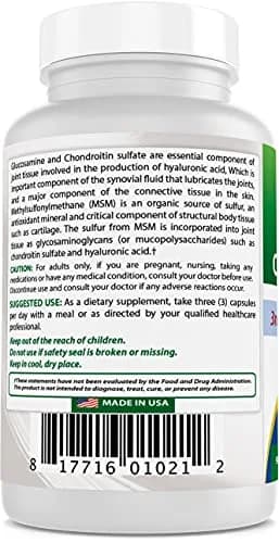 Best Naturals Glucosamine Chondroitin MSM Supplements 2600 mg | Unflavored, 90 Capsules (Pack of 3) thumbnail 6