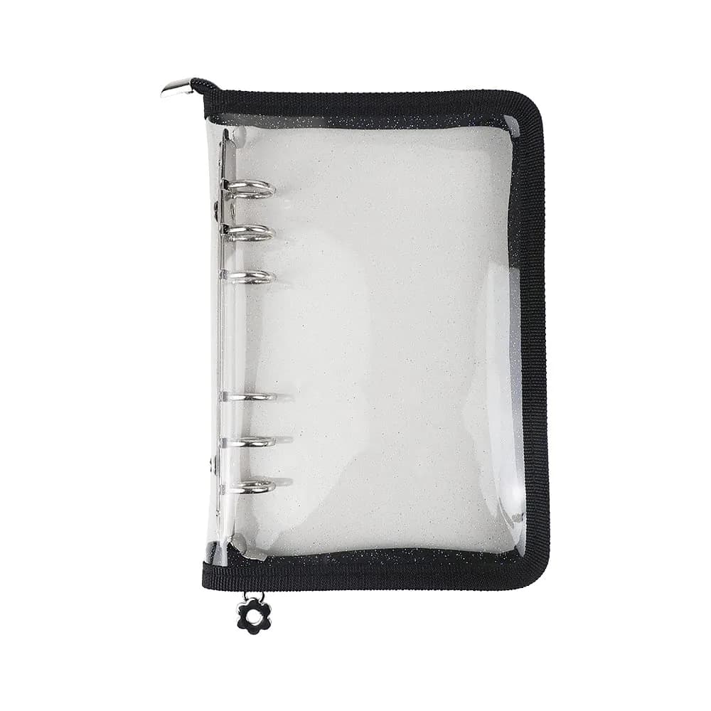 Mogoostry A6 Binder Cover Refillable 6 Ring Notebook Blue | Portable Personal Organizer — Black Color