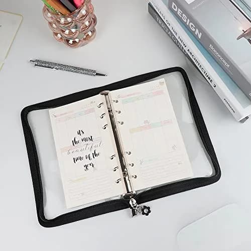 Mogoostry A6 Binder Cover Refillable 6 Ring | Clear PVC Zipper Folder for Personal Organizer thumbnail 4