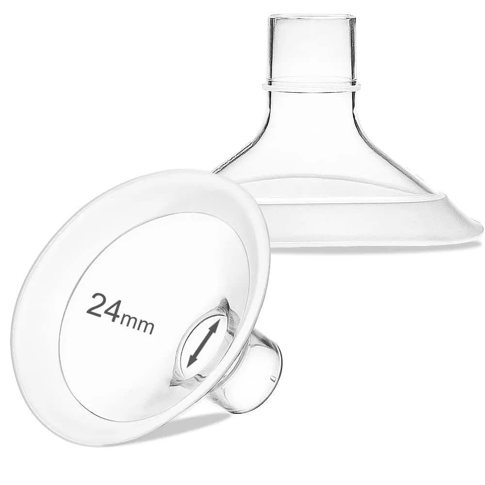 PumpMom-us 24mm Oval Flange Breast Shields for Medela Pumps, 2 Count (48ml) | Compatible with Medela Pump Parts - main product image