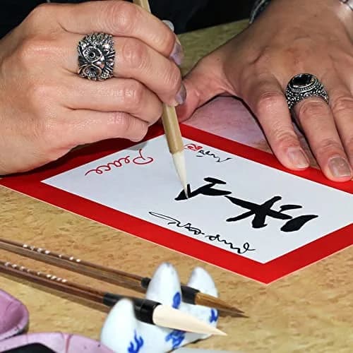 Whaline 18Pcs Chinese Calligraphy Brushes Set with Writing Paper & Roll-up Holder | Kanji Japanese Sumi Drawing Brushes for Watercolor Art Ceramic Ink Painting thumbnail 4