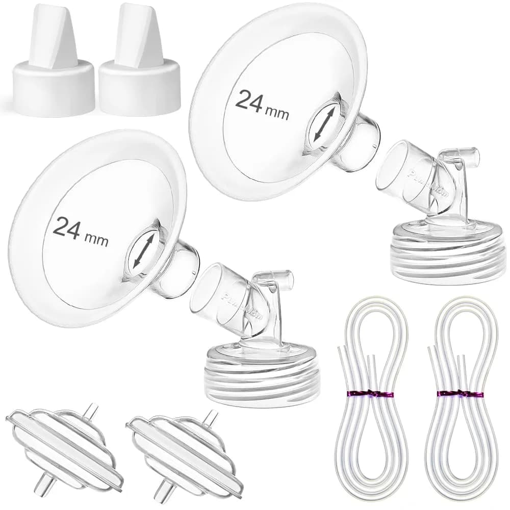 PUMPMOM-US 24mm Flange Pump Parts for Spectra S1/S2/9+ Breast Pumps | 8-Piece Set - main product image