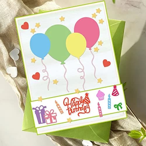 INFUNLY 19pcs Balloons Metal Die Cuts Happy Birthday for Scrapbooking & Card Making | Reusable Carbon Steel thumbnail 6