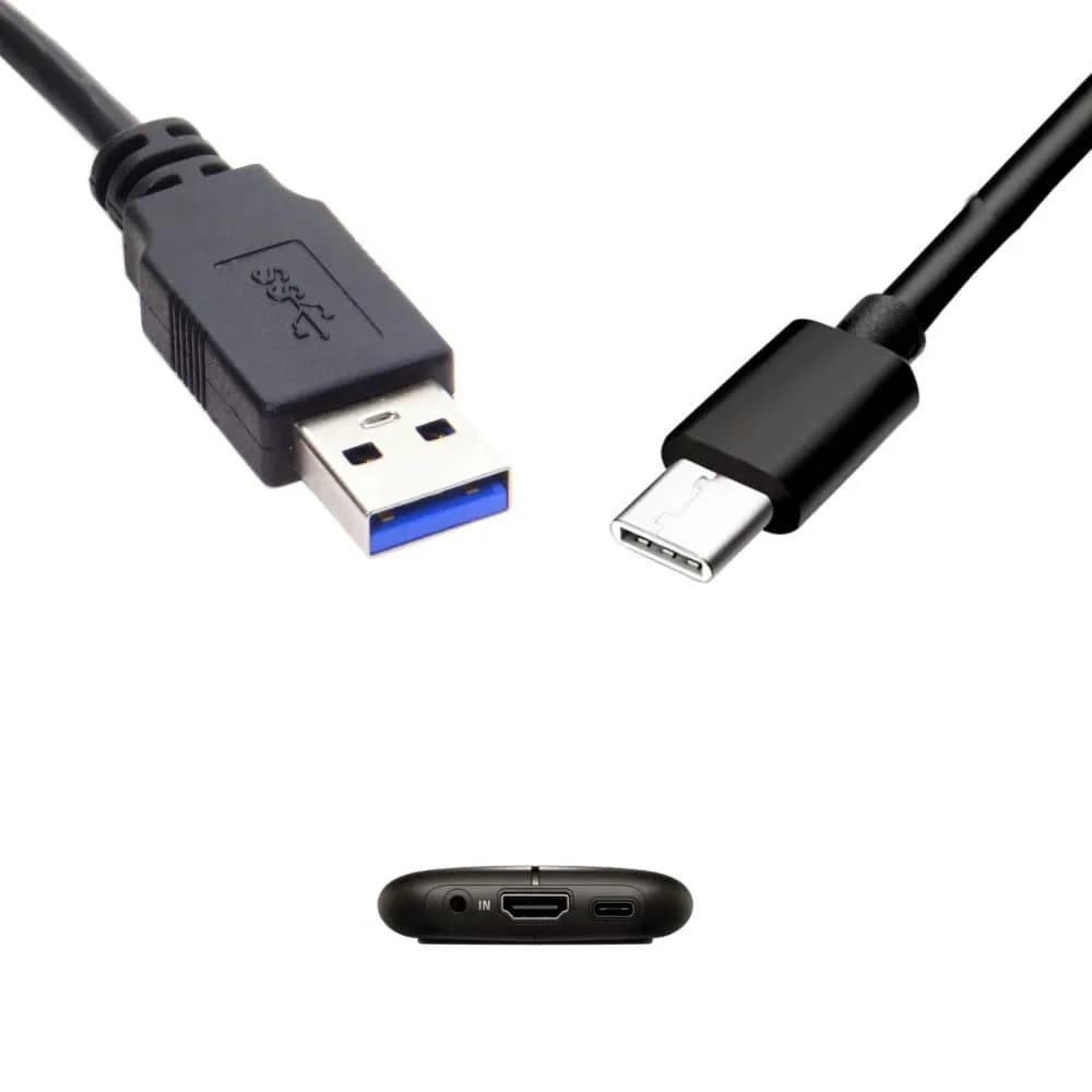 kamikakushi USB-C to USB-A Cable 1m (3.3ft) | 5Gbps Data Transfer for Elgato HD60 S+ — Black
