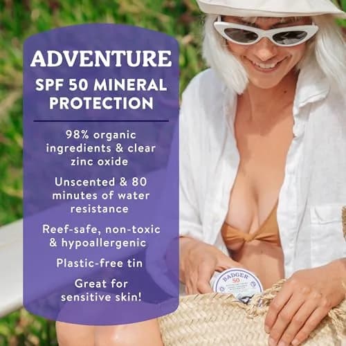 Badger Sport Mineral Sunscreen SPF 50 2.4 oz (71ml) Tin | Broad Spectrum UVA/UVB Protection thumbnail 2