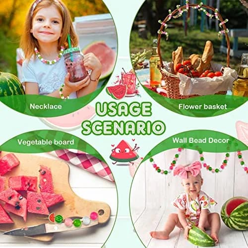 Yookeer Watermelon Wooden Beads 16 mm | Summer Multi-Colored Round Jewelry Craft Kit thumbnail 7