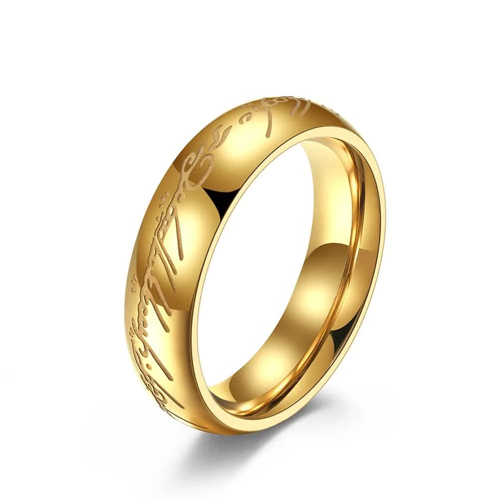 Meilord 6mm Stainless Steel Luminous Ring | Glows in Dark, Comfort Fit Wedding Band — Gold
