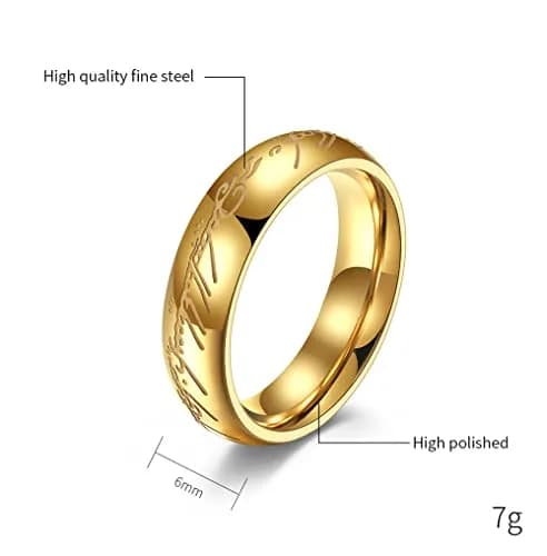Meilord 6mm Lord of The Rings Ring for Men & Women Gold Silver Glow | Comfort Fit, Glows in Dark thumbnail 5