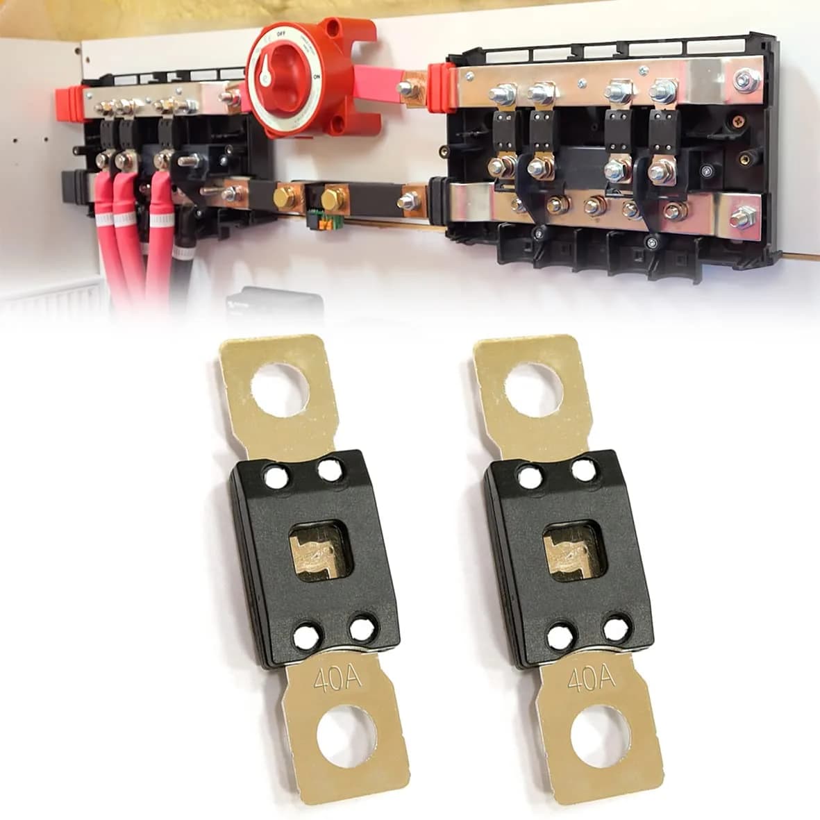 Parts PTT MEGA/AMG Bolt Fuse 40 Amp, 32V, 2000A @ 32VDC Interrupting Rating, Bolt Down, Automotive/Marine (2-Pack) — 40A