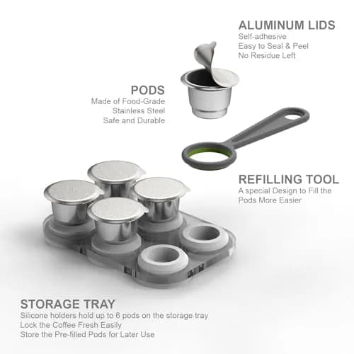 Triplot Refillable Coffee Pods for Nespresso OriginalLine - 6pcs Stainless Steel Capsules | Compatible with Most Nespresso OriginalLine Machines thumbnail 4