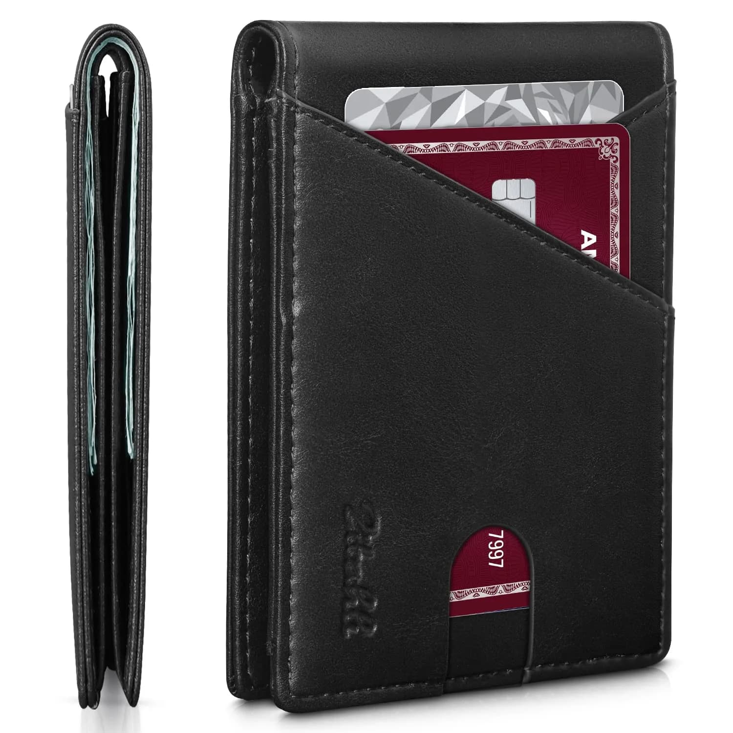Zitahli Slim Wallet for Men Bifold 11 Card Holder | RFID Blocking Minimalist Front Pocket Design (Classic Black) - main product image