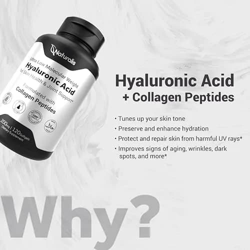 Naturalis Hyaluronic Acid 200mg 120 Softgels | Ultra Low Molecular Weight for Skin & Joint Support thumbnail 4