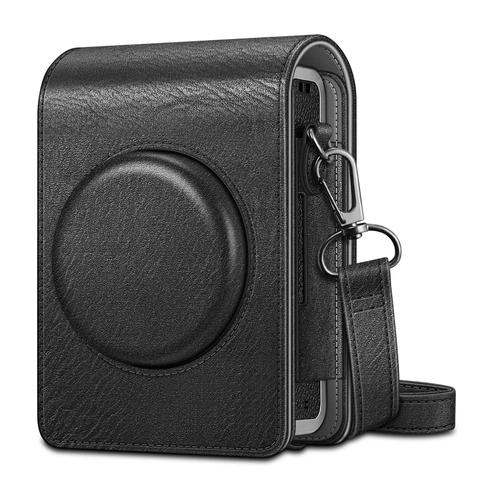 FINTIE Camera Case for Fujifilm Instax Mini EVO Camera with Strap | Premium Synthetic Leather, Vintage Brown — Vintage Black