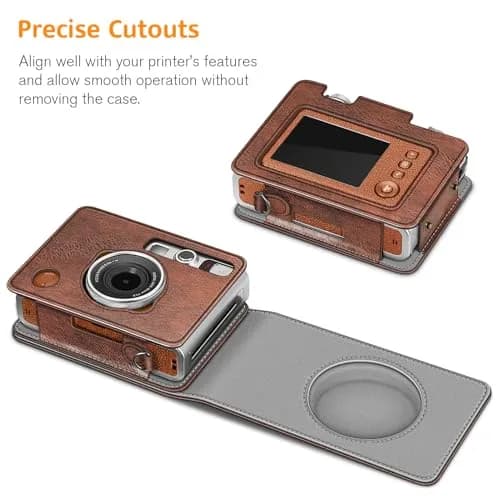 FINTIE Camera Case for Fujifilm Instax Mini EVO Camera with Strap | Premium Synthetic Leather, Vintage Brown thumbnail 3