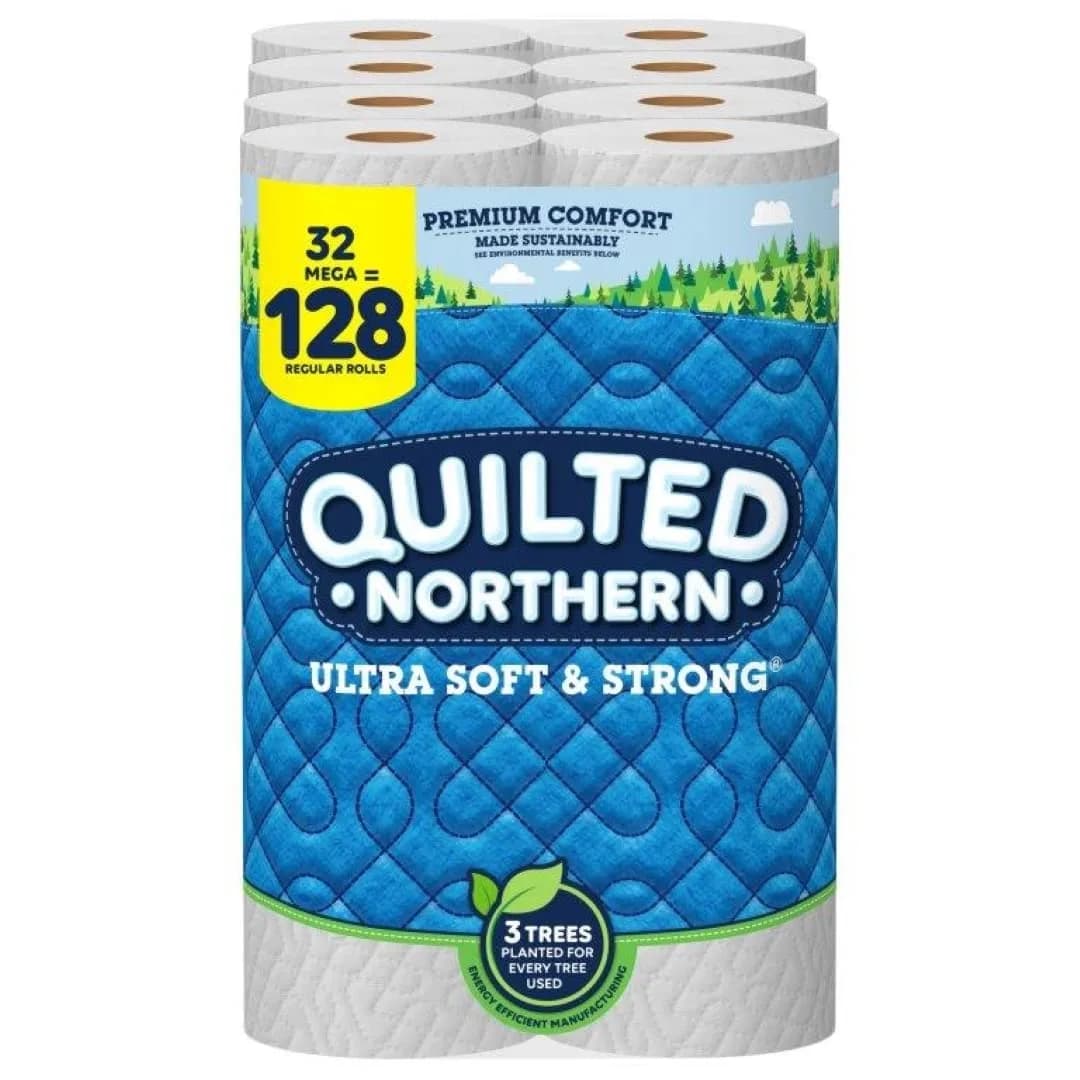 Quilted Northern Ultra Soft & Strong Toilet Paper, 32 Mega Rolls (10496 Sheets Total) | 2-Ply Bath Tissue — 32 Rolls (328 Sheets each)